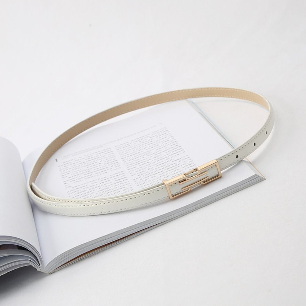 Yuantuo Pu leren metalen gesp riem effen kleur vrouwen dunne riem vintage vrouwen wit