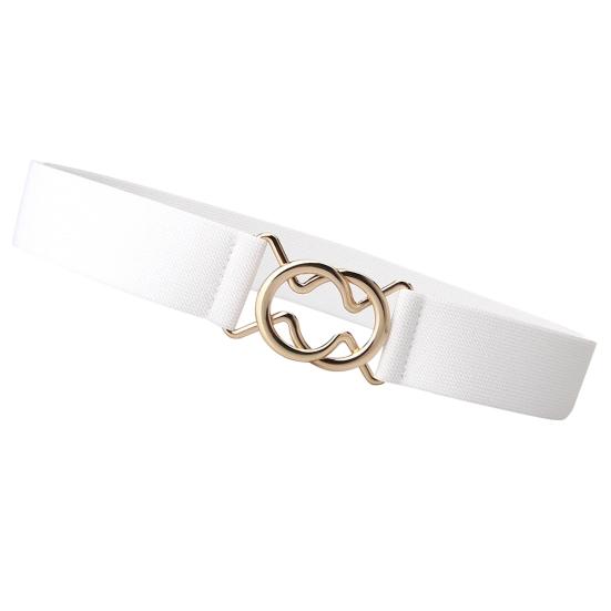 Fankeao Vrouwen eenvoudige riem effen kleur elastische tailleband verstelbare lengte luie jeans riem jurk slanke riem kostuumaccessoires wit