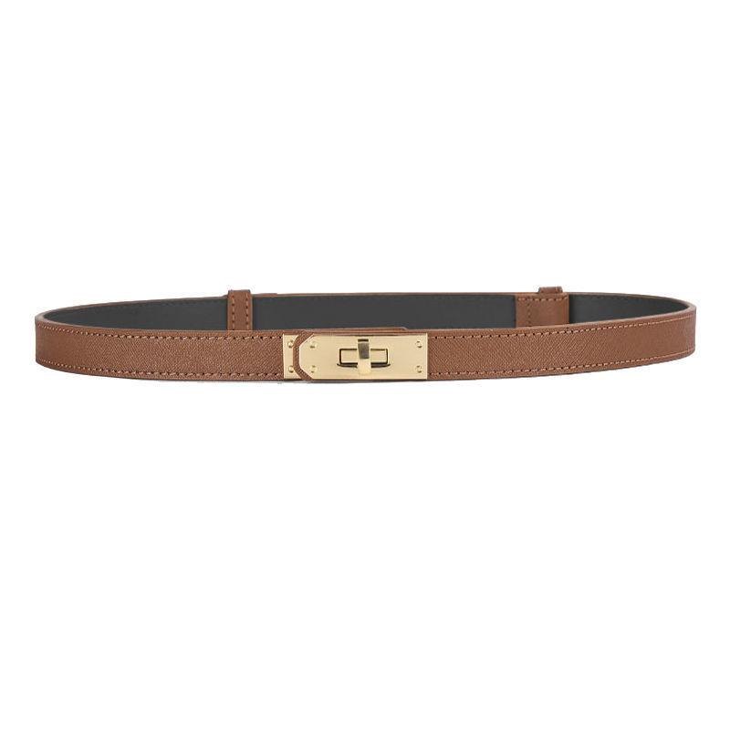 Meimeier H's leren dunne riem dames lock jas zomer pak decoratie met rok taille trimmen veelzijdige riem 105cm bruin