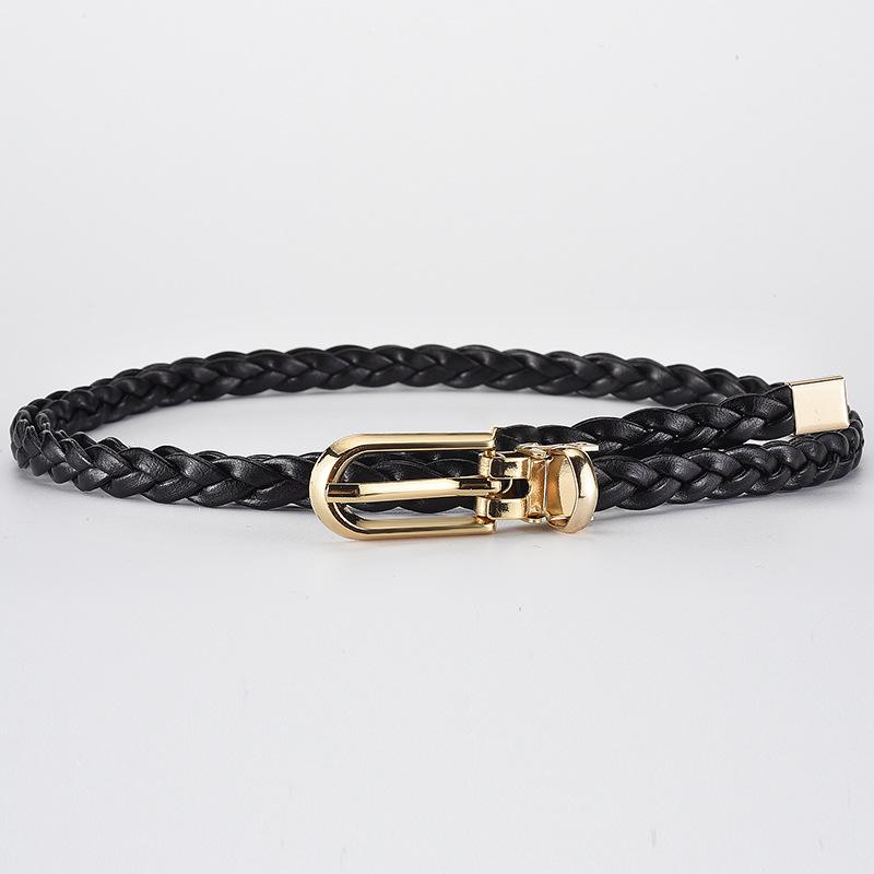 Cozy Up Accessories Dames geknoopte decoratieve gevlochten riem snoepkleur kleine riem eenvoudige persoonlijkheid gesp riem 110*0.8cm zwart