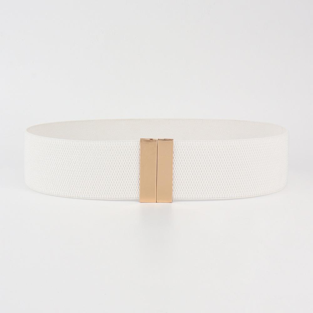 Shanhiji11 Effen kleur stretch cinch tailleband brede taille riem nieuwe jurk accessoires donsjas White Gold
