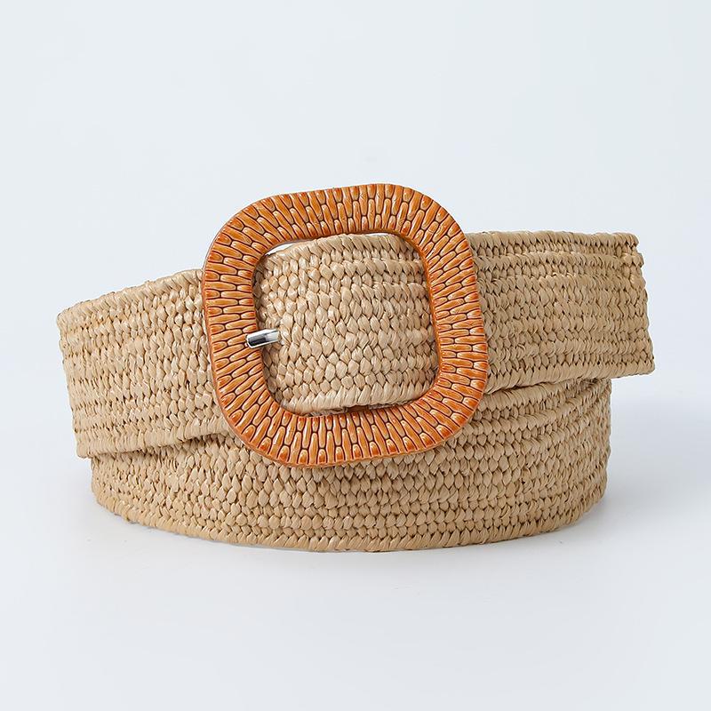 AI Supermarket Koreaanse hot-selling 4cm vierkante gesp PP gras elastische riem - Fris snoepkleurige taille accessoire voor vrouwen Length 90 Width 4