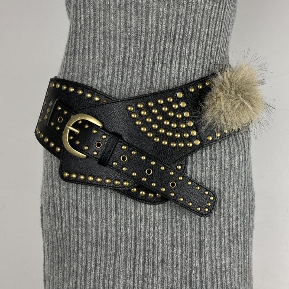 Zhangaqin12 Overdreven brede riemen PU leren tailleband chique taille cummerbunds zwart/brons