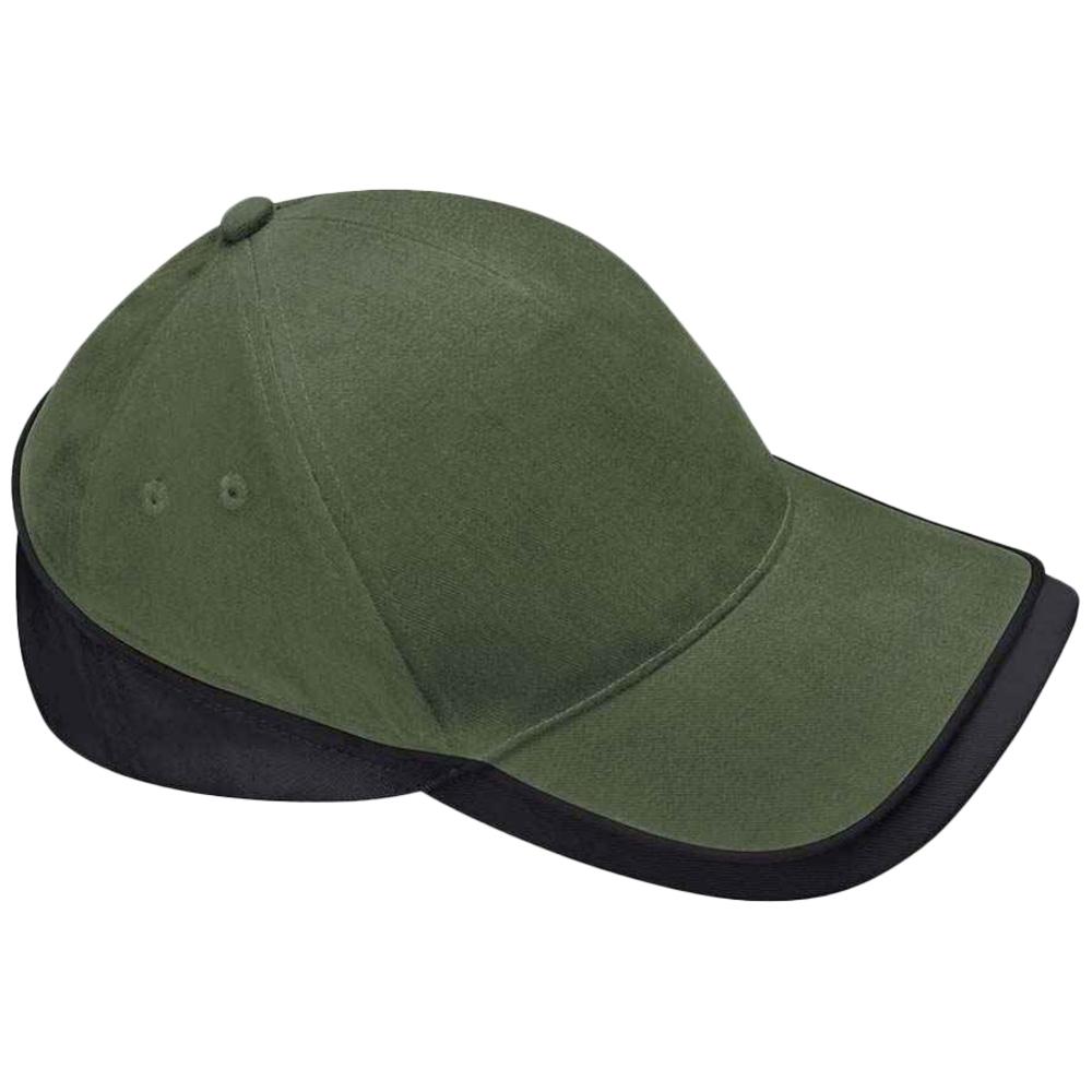 Beechfield Teamwear Competitiepet One Size donker olijfgroene kleur/zwart