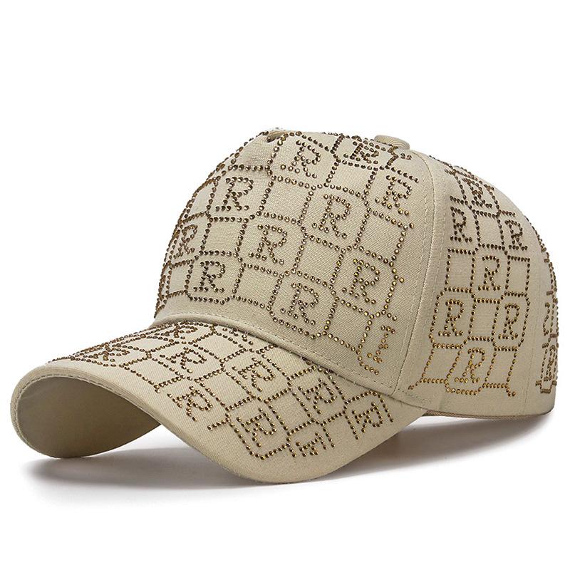 ONIHUA Strass Brief Hoed Baseball Cap voor Mannen Vrouwen Zonnescherm Paardenstaart Panama Cap Golfvissen Hoeden Snapback Vizier Hoeden Pet 55-59cm kaki