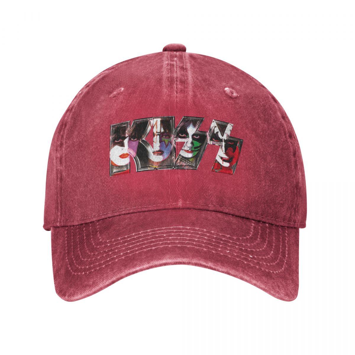 Kiki Cap Kiss Band Logo Baseball Caps Outfits Vintage Distressed Cotton All Members Faces Snapback Cap Unisex Verstelbare Pasvorm Hoeden Cap One Size