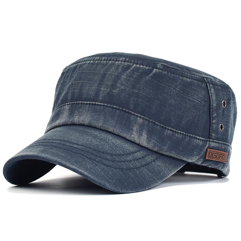AETRUE Gewassen katoenen militaire petten Casual platte hoed Heren Dames Cadet Army Cap Verstelbaar Uniek ontwerp Vintage Vier seizoenen Adjustable 56-60cm