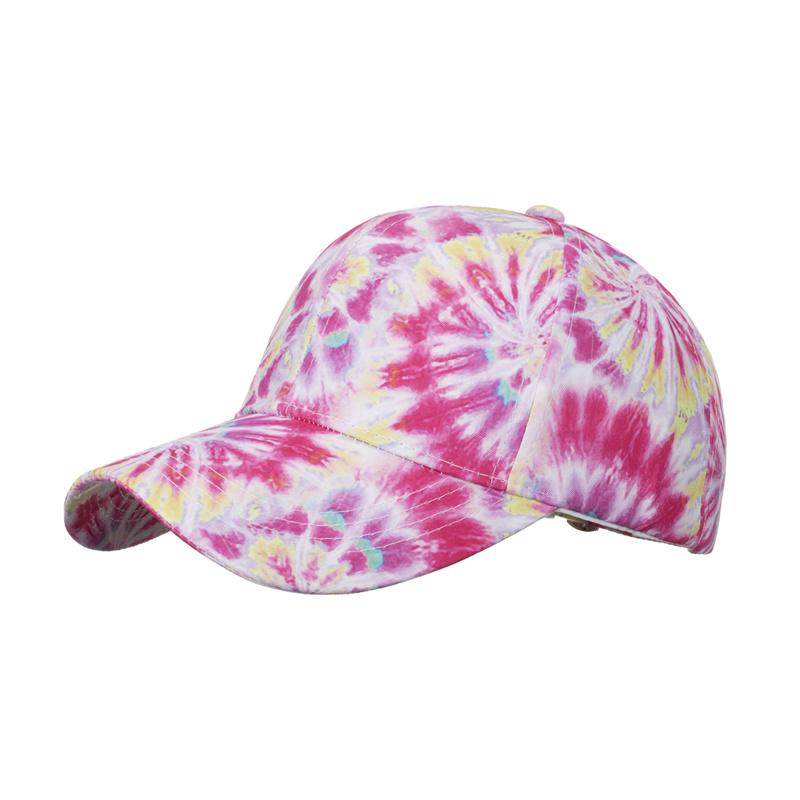 ONIHUA Heren bedrukte tie-dye graffiti baseballpet dames gradiënt zonnebrandcrème hoed paardenstaart panama cap vizierhoeden snapback hoed rood
