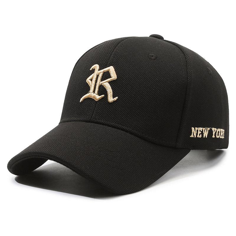 ONIHUA Mannen Zonnehoed Vrouwen Borduren Brief Cap Lente Zomer Buitensporten Baseball Cap Paardenstaart Panama Cap Piek Cap Zonneklep Hoeden zwart/goud