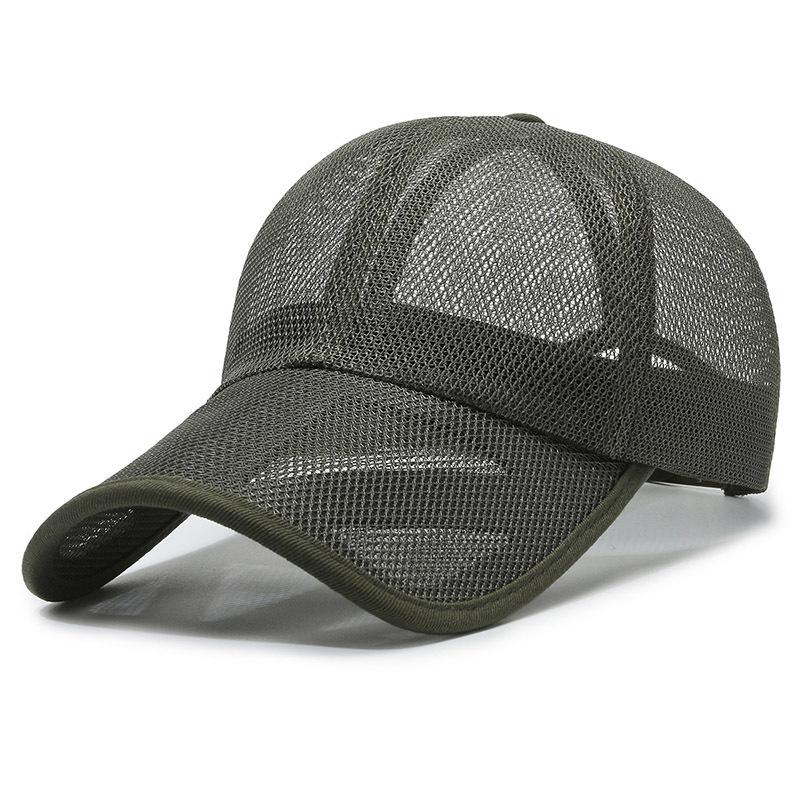 Elberta Zomer Mesh Modeontwerp Mesh Baseball Caps Sport Hoeden Heren Dames Reizen en Trip Zonnescherm Hoed Beschikbaar Pet met klep 1PCS legergroene kleur