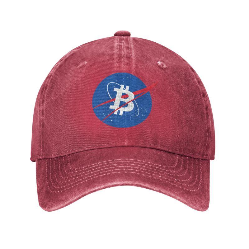 91440111MAC1KNR116 Punk Katoen Bitcoin Space Moon Baseball Cap voor Dames Unisex Verstelbare BTC Crypto Munten Papa Hoed Zonbescherming Adult Baseball Cap