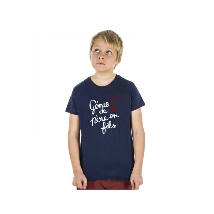 MANI TEXTILE We Are Family - TSHIRT GARÇON GÉNIE DE PÈRE EN FILS BLEU 10 ans