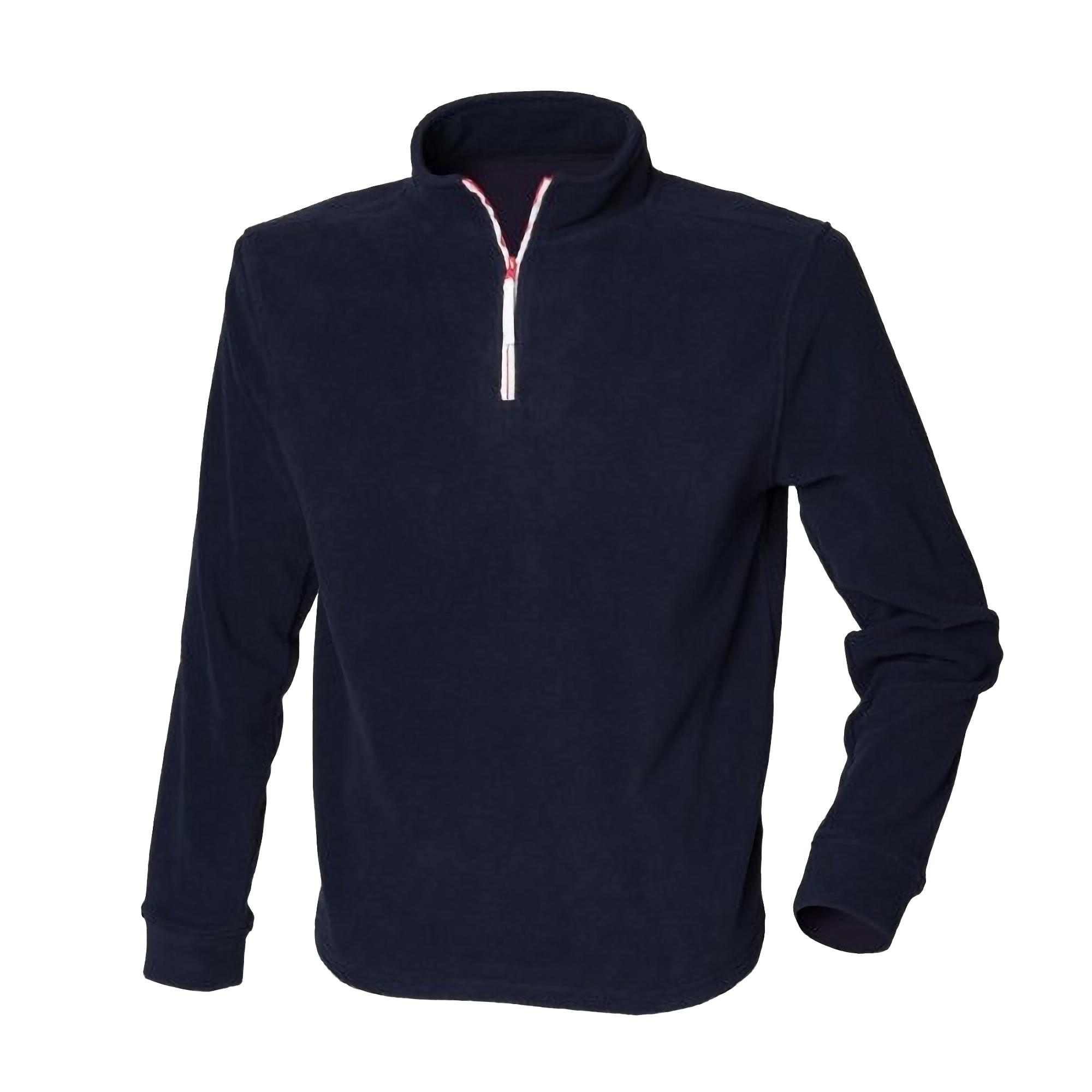 Finden & Hales Heren fleece top met 1/4 rits en lange mouwen XS Vloot/grijs