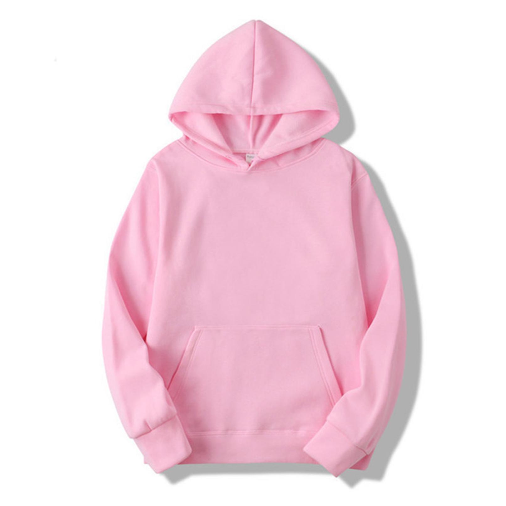 Yeahdor Heren effen trui met capuchon, casual sweatshirt met capuchon, klassieke tops met lange mouwen S roze