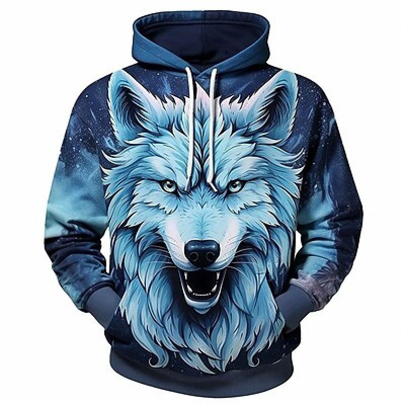 ETST WENDY 005 Grafische Wolf Herenmode 3D Print Hoodie Sport Outdoor Vakantie Hoodies Sweatshirt met lange mouwen en print op de voorkant 6XL