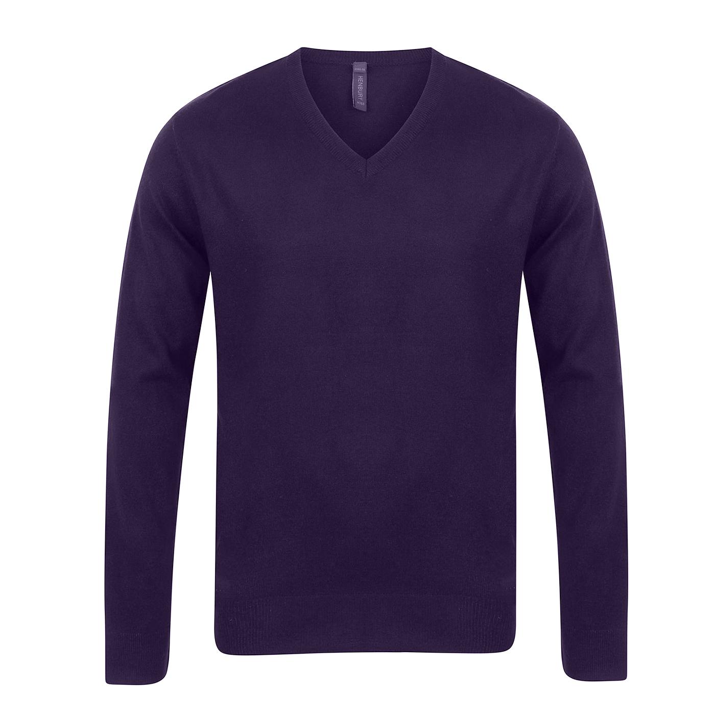 Henbury Heren katoenen acryl V-hals sweatshirt S