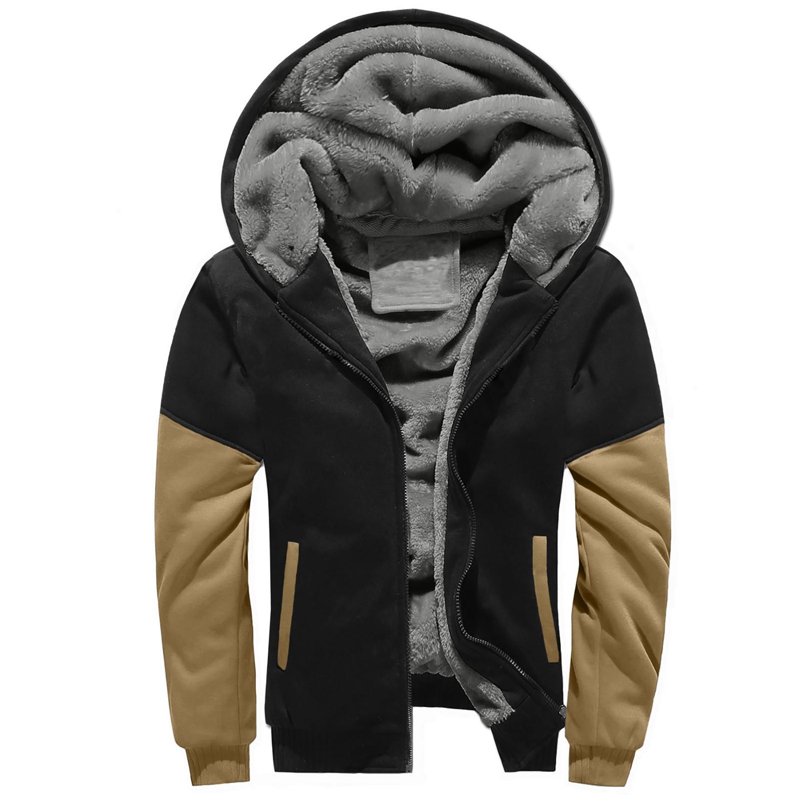 Niubiplus Heren trui winter workout fleece hoodie jassen volledige ritssluiting wollen warme dikke jassen XL kaki