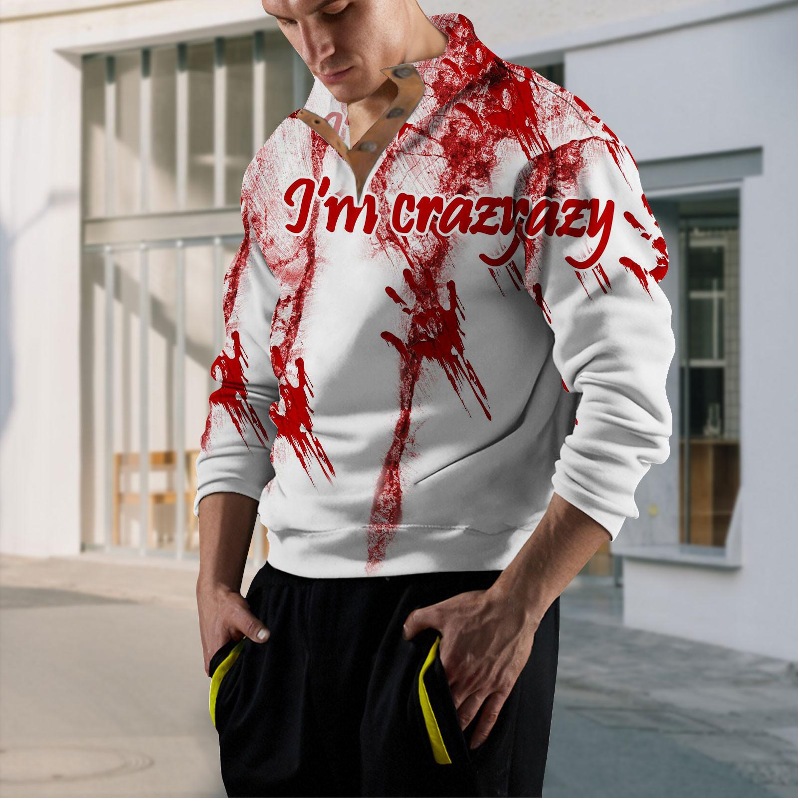 ElongPaoXiao Heren Sweatshirt met Staande Kraag Is Buiten Casual Truien Tops XL wijn