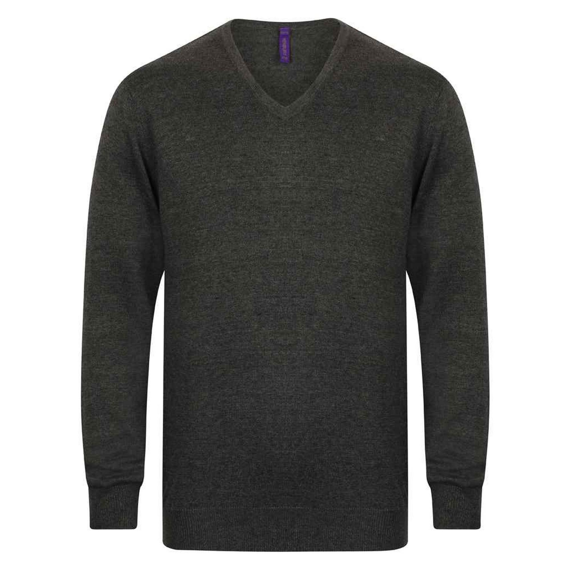 Henbury Heren katoenen acryl V-hals sweatshirt XXS grijs