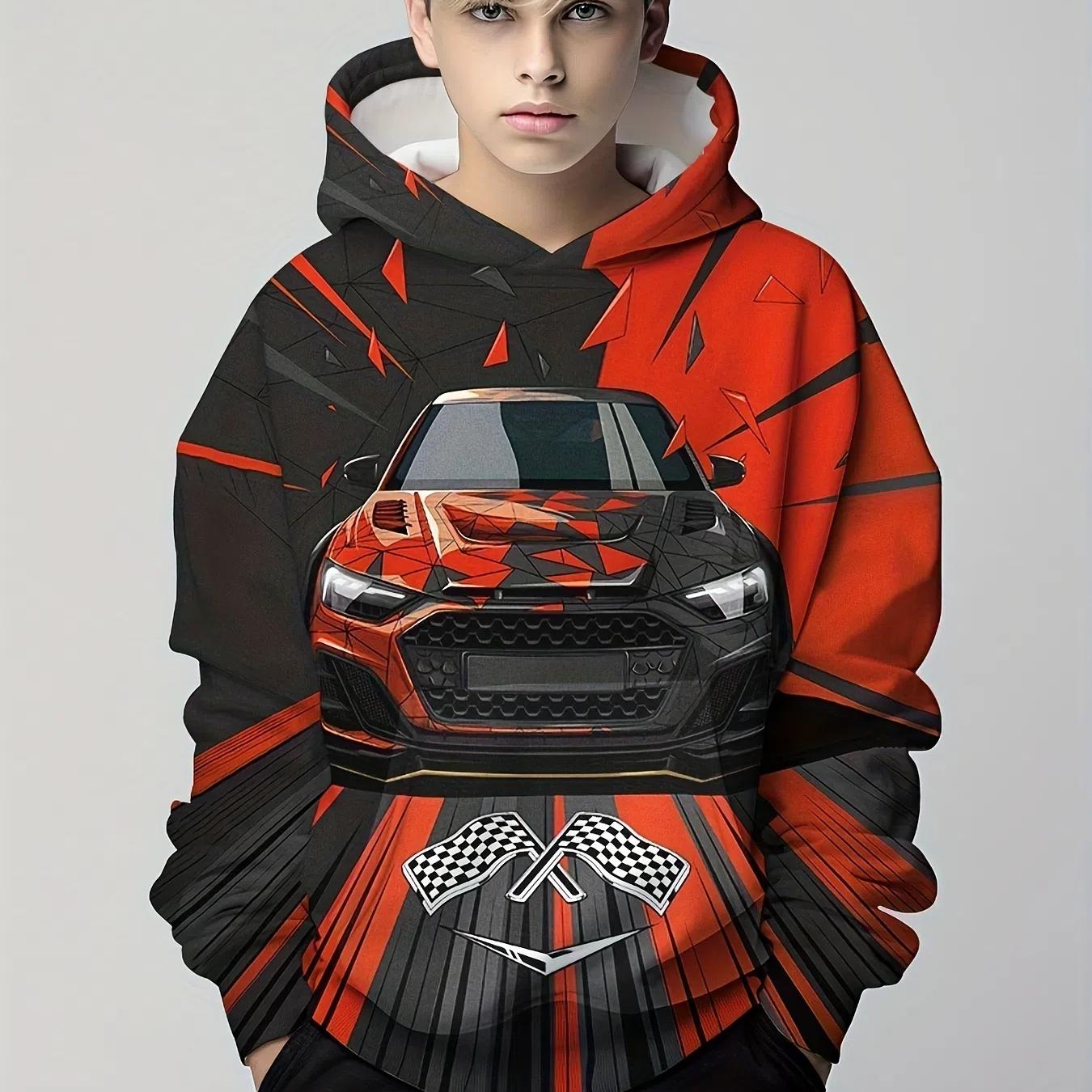 ETST 07 Stijlvolle leeuw 3D-print jongens casual pullover lange mouw hoodies sweatshirt voor lente herfst kinderen hoodies tops outdoor kleding 160