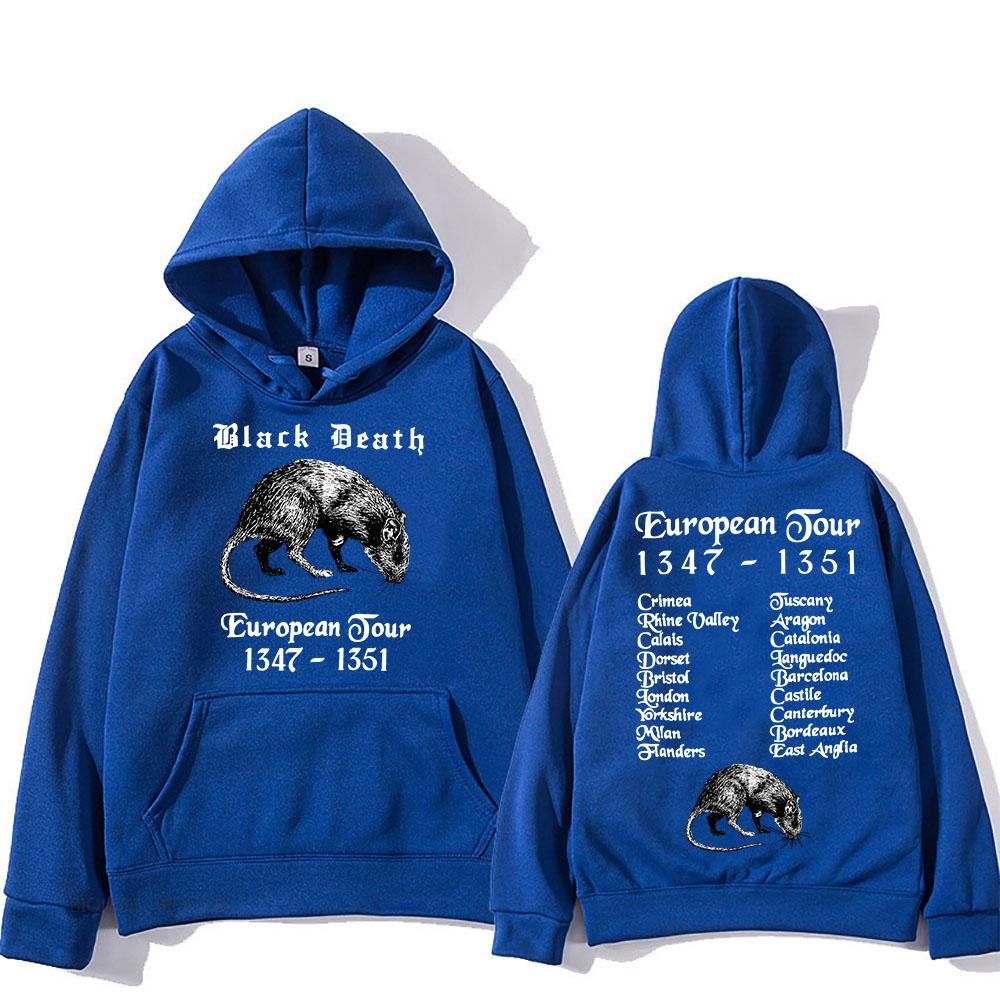 Trendy discount Bubonic Plague World Tour Hoodies Herenkleding met capuchon Muis Zwarte Dood Hoodie Sudaderas Lange Mouw Streetwear Grafische Top XXXL