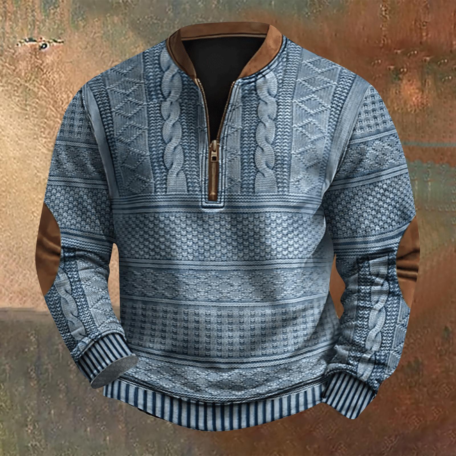 Xingben Two Heren Retro Casual Gradient Bedrukt Sweatshirt XXL blauw