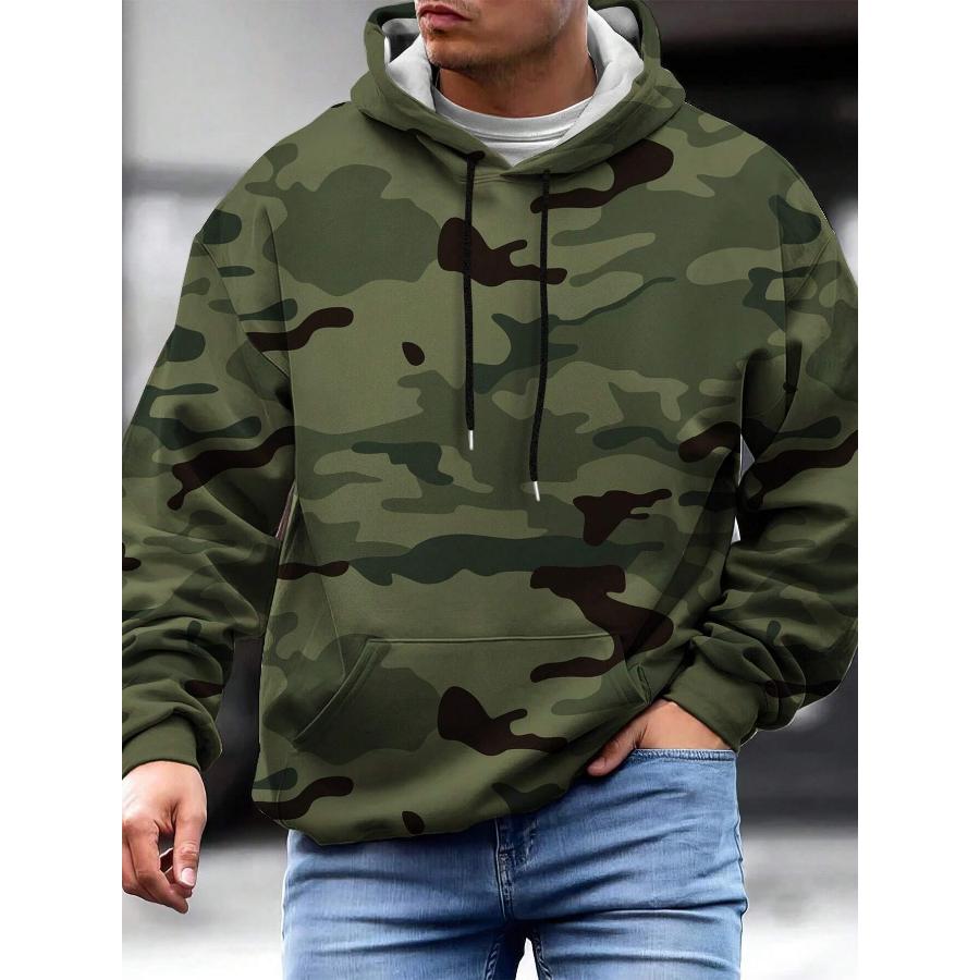ETST 009 Manfinity Homme Heren 1pc Camo Print Kangoeroezak Trekkoord Hoodie XL