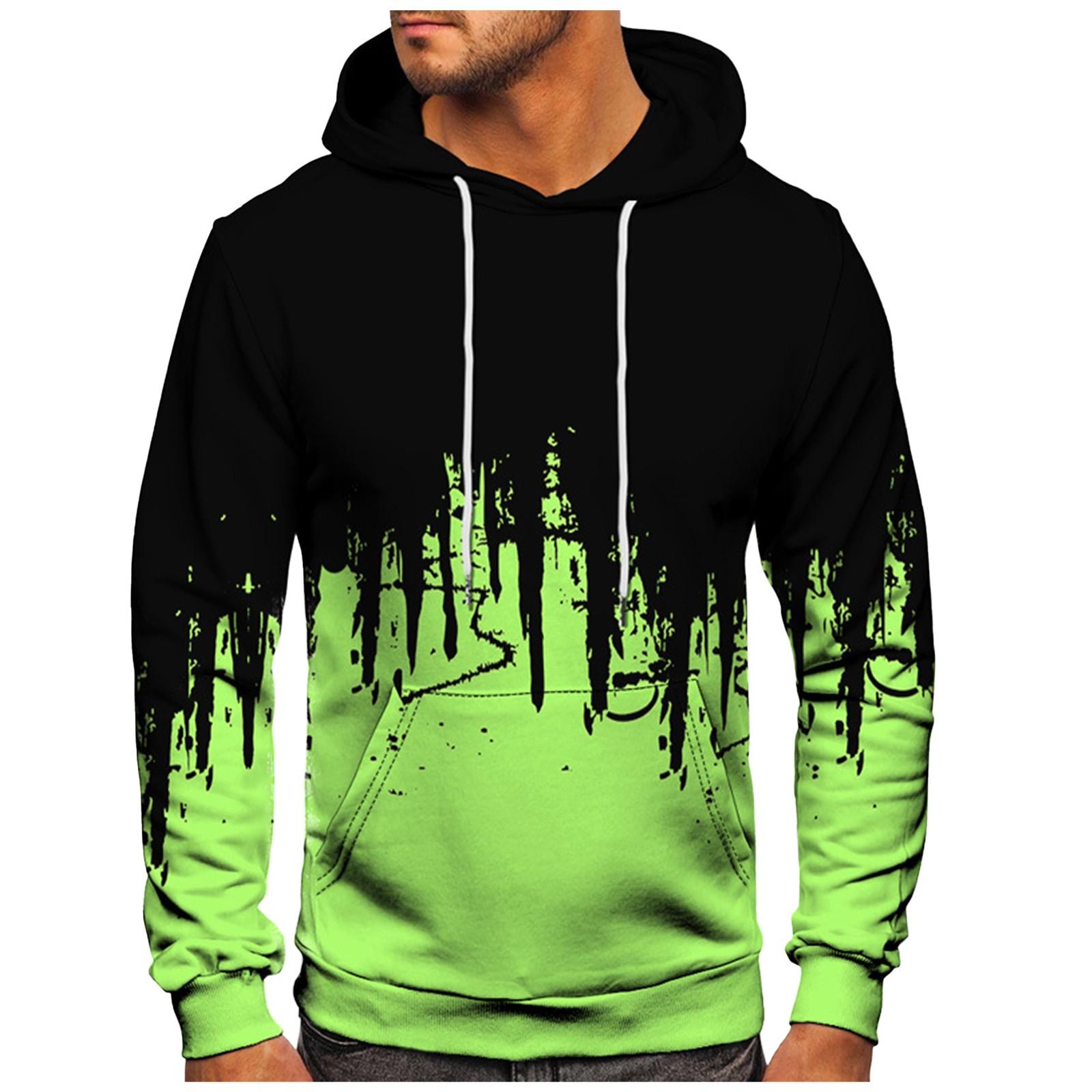 Niubiplus Los bedrukt sweatshirt met capuchon voor heren Casual mode-sportsweatshirt voor heren XL geel
