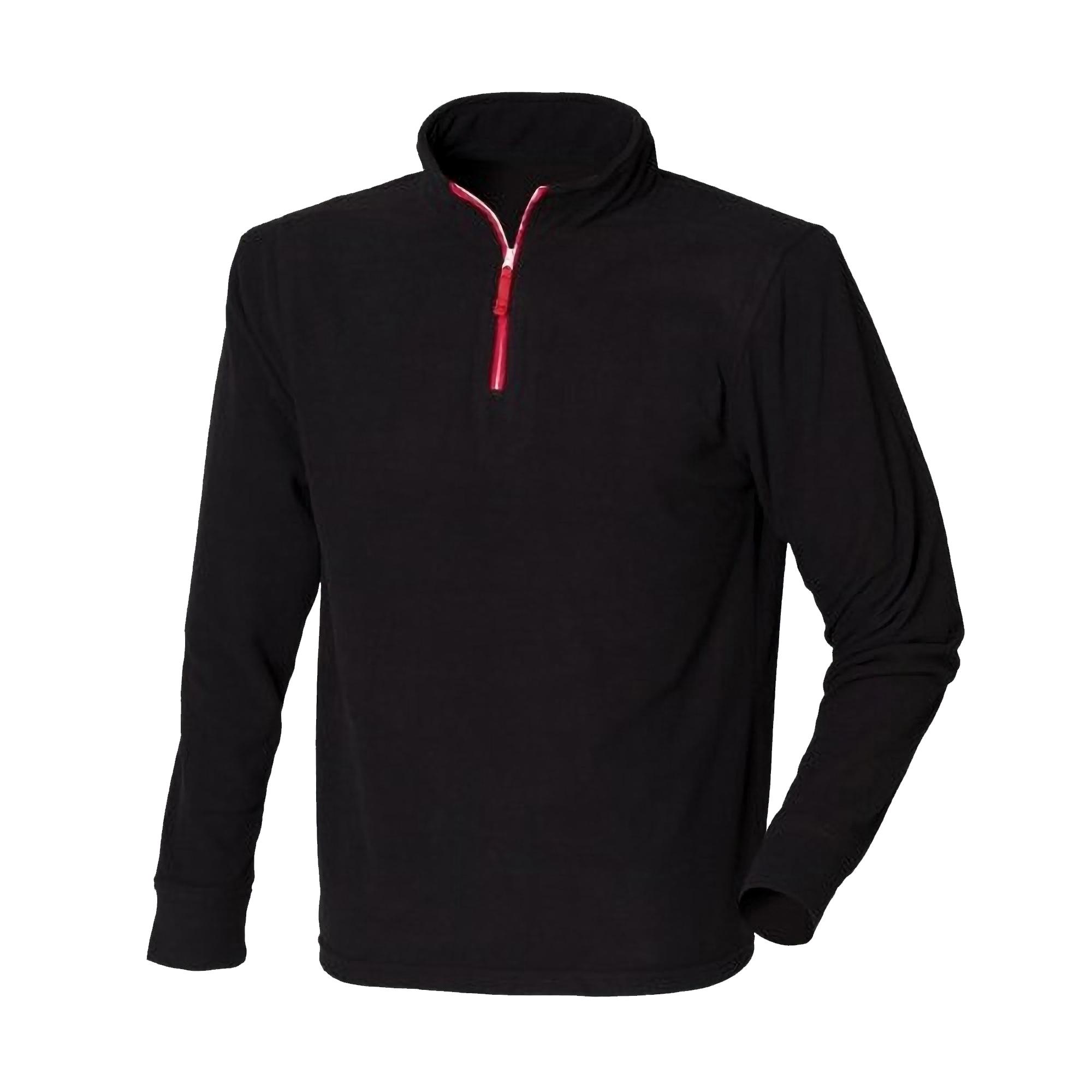 Finden & Hales Heren fleece top met 1/4 rits en lange mouwen L rood/zwart