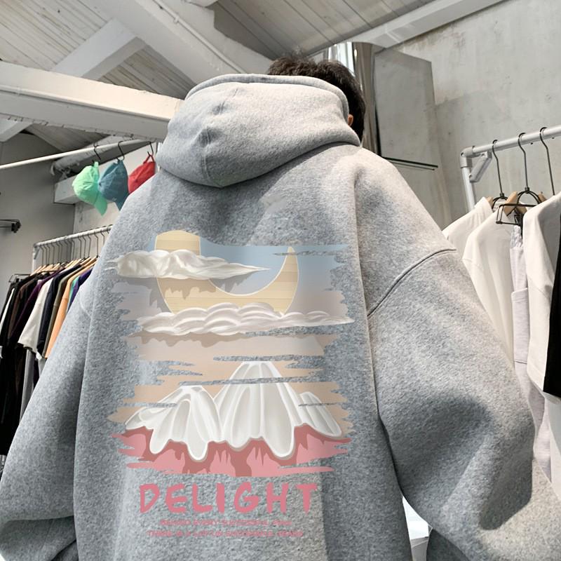 VantaGoods Heren abrikoos oversized retro hoodie - Trendy lente/herfst losse pasvorm met print M