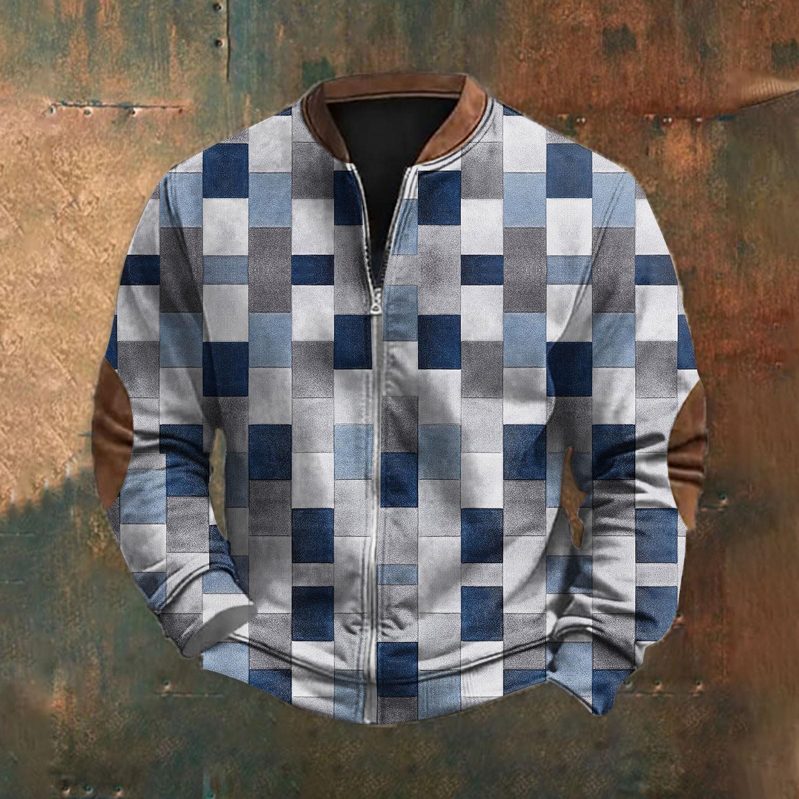 ElongPaoXiao Heren Retro Casual Gradient Bedrukt Sweatshirt XL blauw