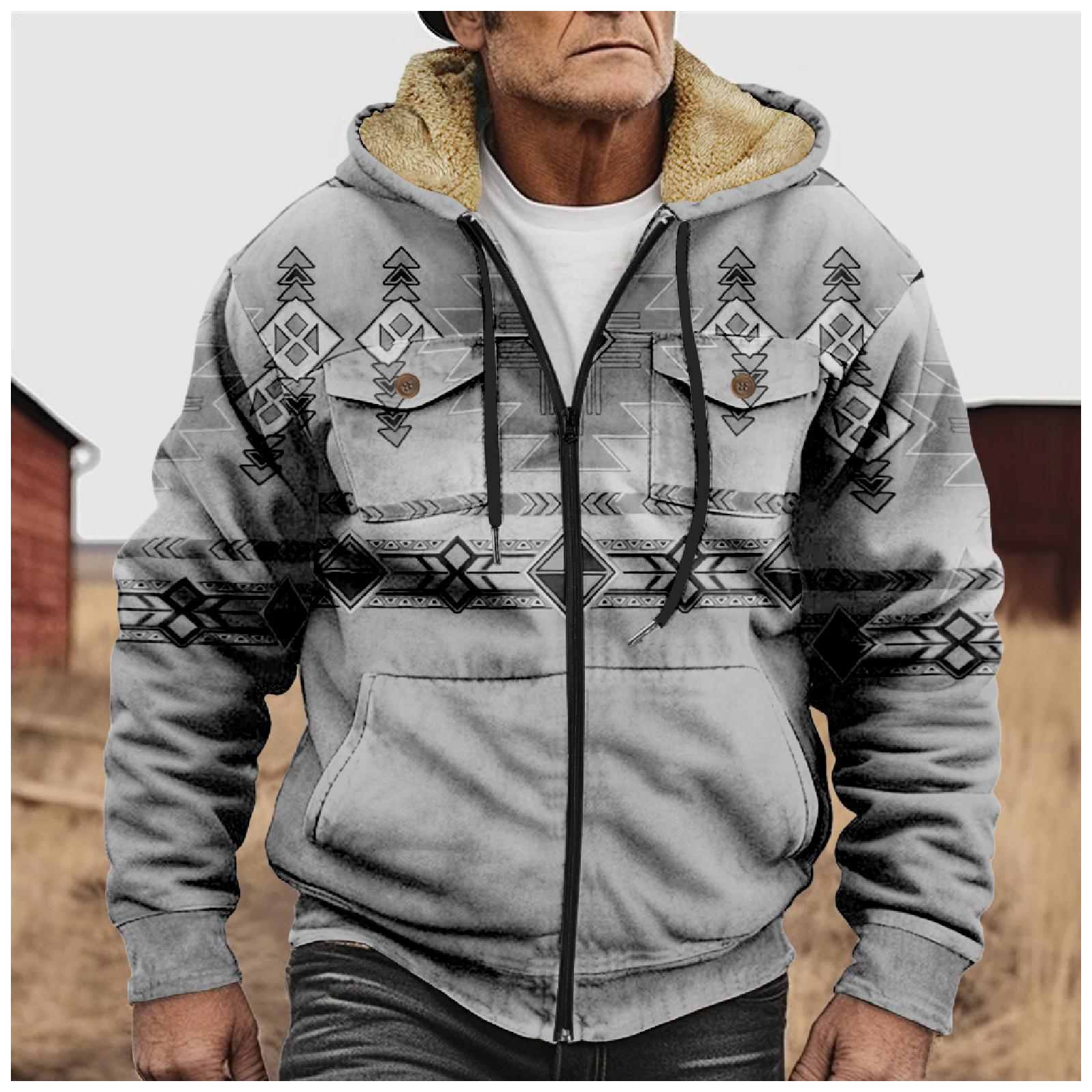 Timoduizhang Heren Winter Rits Capuchon Fleece Sweatshirt Met Opgestikte Zak Casual Jack XL lichtgrijze kleur