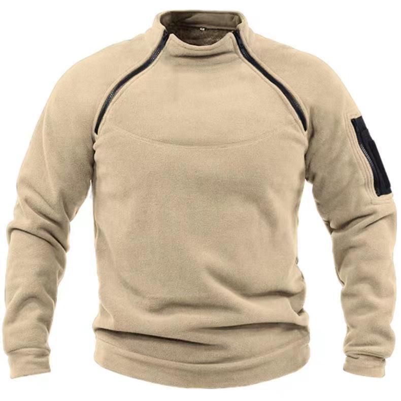 Harvest Day Heren Polar Fleece Outdoor Warm Ademend Tactisch Rits Staande Hals Lange Mouwen Casual Effen Kleur Sweatshirt S