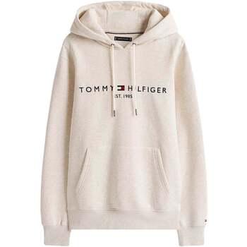 Tommy Hilfiger Sweater  Logo Embroidery Hoodie Heathered Oatmilk