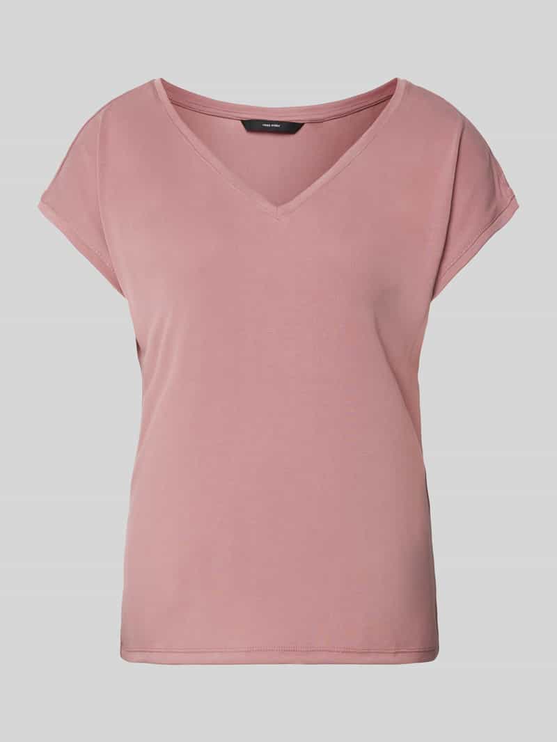 Vero Moda Shirt met V-hals VMFILLI SS V-NECK TEE GA NOOS in een materialenmix met tencel™ modal