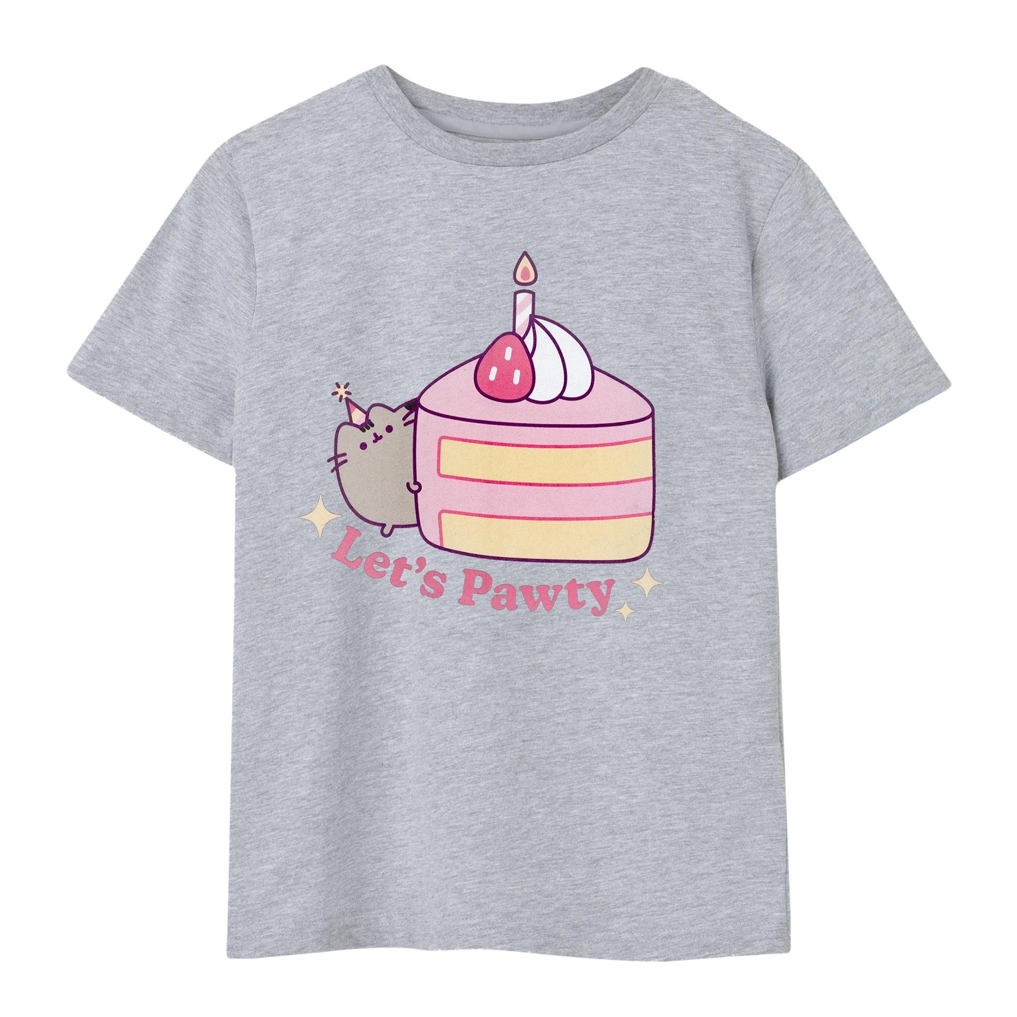 Pusheen Girls Let's Pawty T-shirt 11-12 grijs