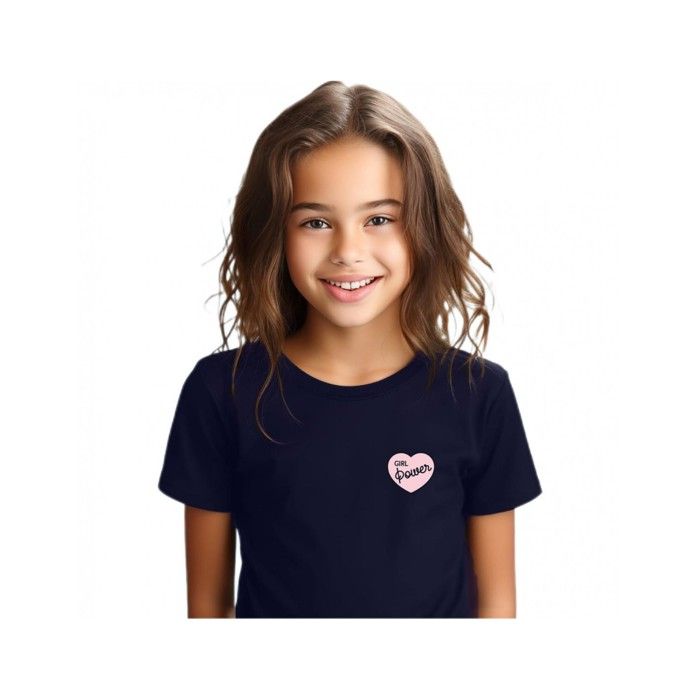 MANI TEXTILE Wooop - TSHIRT FILLE GIRL POWER PINK HEART 10 ans