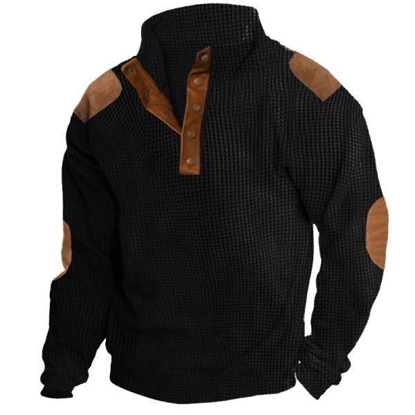 BEYIII2 Heren corduroy overhemd reverskraag knoopsluiting pullover mock hals lange mouwen truien polosweatshirts S