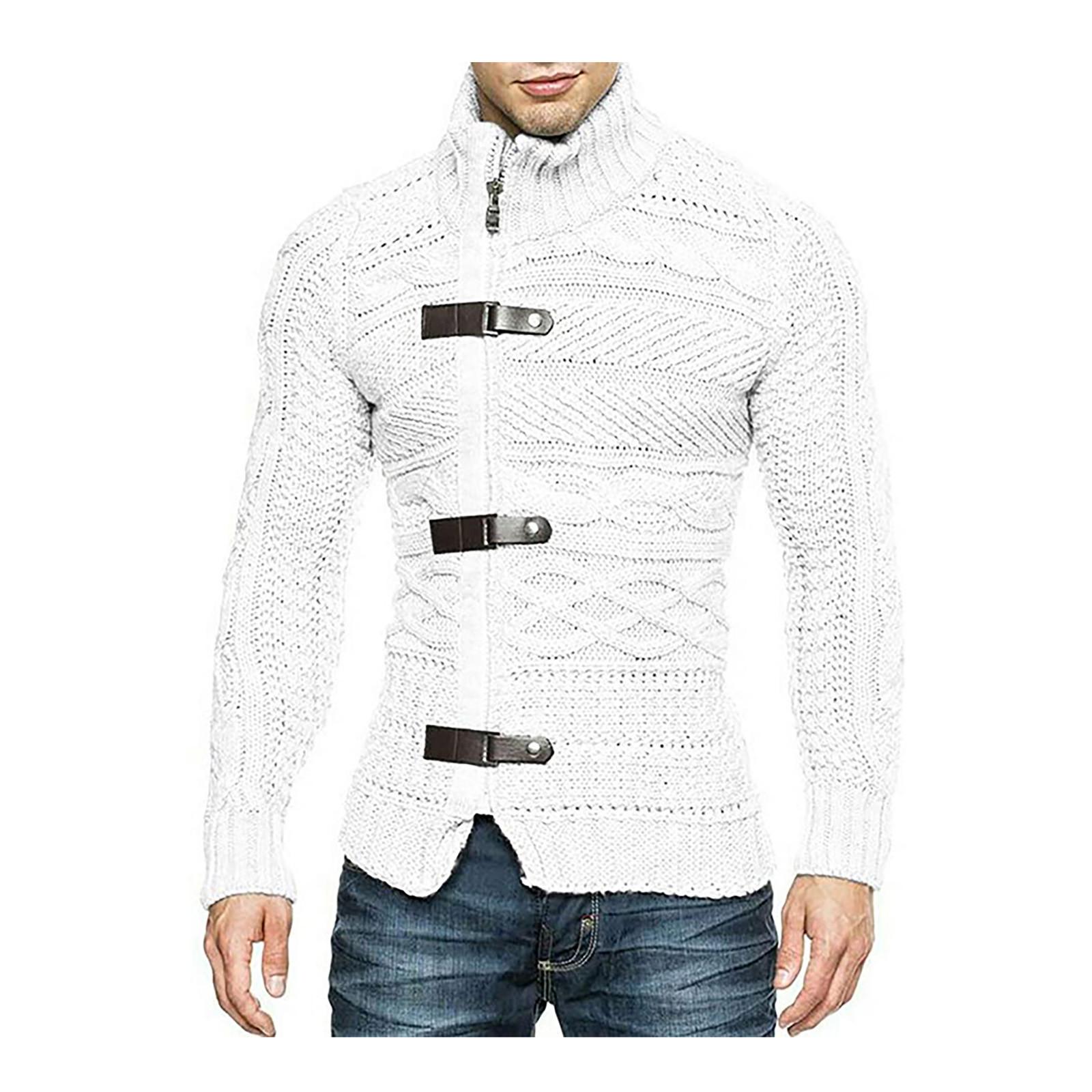 Ren Bag Heren herfst winter trui gebreide warme trui choker trui blouse top gebreide vest jas M wit