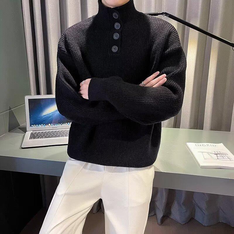 VantaGoods Heren 2024 Casual Losse Dikke Turtleneck Trui L zwart