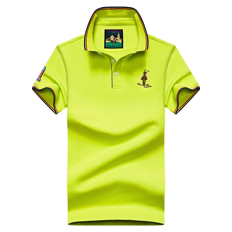 Jianchi Mall DD Zomer heren revers korte mouw T-shirt poloshirt pure kleur T-shirt XXXXL fluorescerende groene kleur