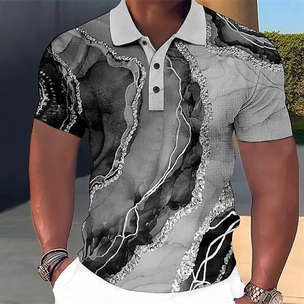 Nihao Luxe heren polo T-shirt 3D kleurrijk bedrukt modieus herenkleding Street Designer korte mouwen oversized shirt en blouse 2XL
