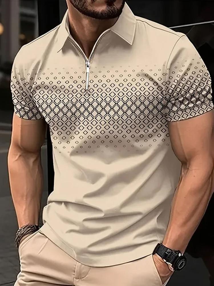 Haojun Poloshirt Mode 3D T-shirt Rits POLO Shirt Casual Korte Mouw Zomer Straatkleding Herenkleding 2XL