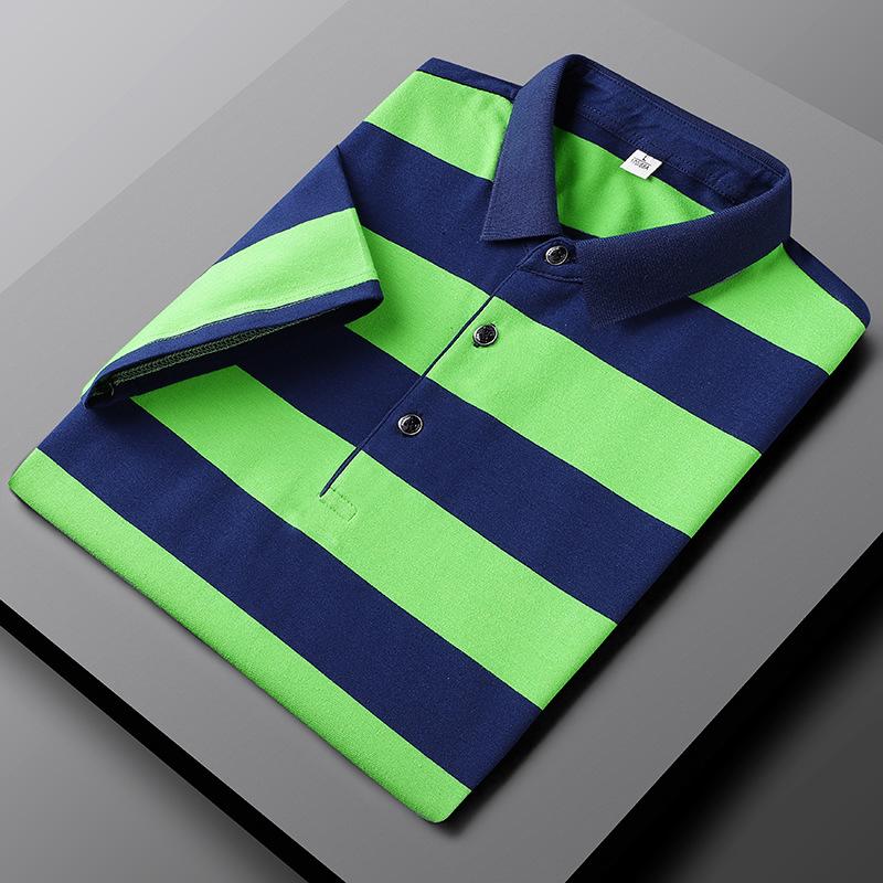 Lucky ioom Clothes Zomer polo T-shirt korte mouw revers casual gestreept T-shirt met halve mouwen herentop XXXL
