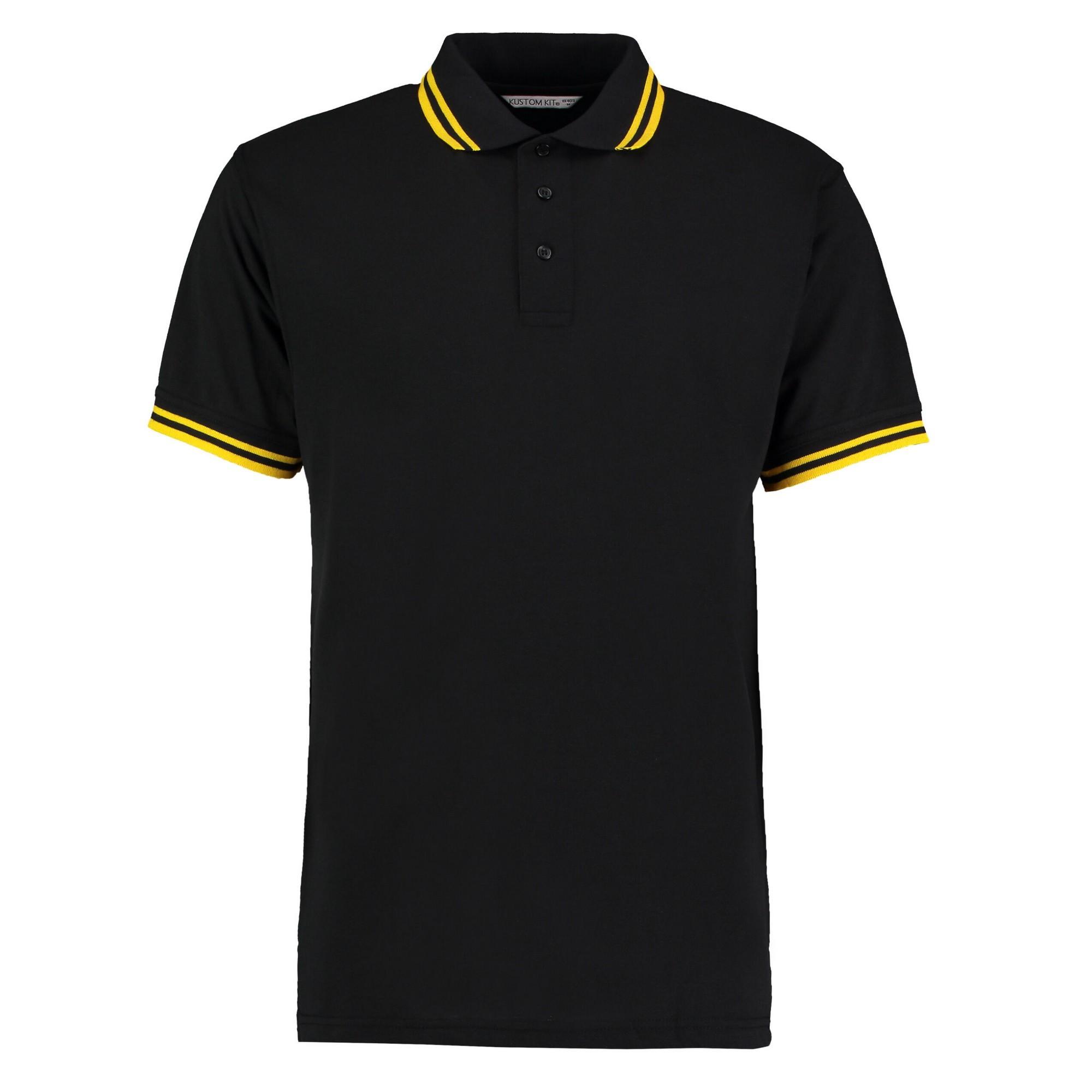 Kustom Kit Heren getipt katoenen piqué poloshirt 3XL geel/zwart