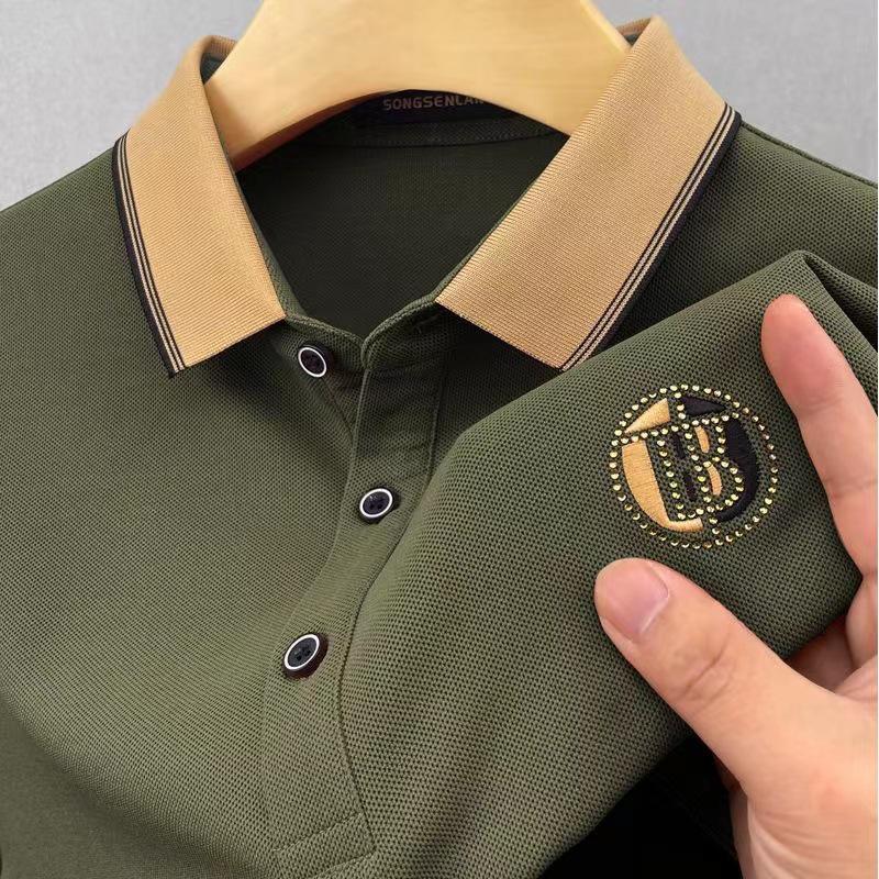 VantaGoods Heren zomerse ijszijde geborduurd poloshirt met revers 4XL groen