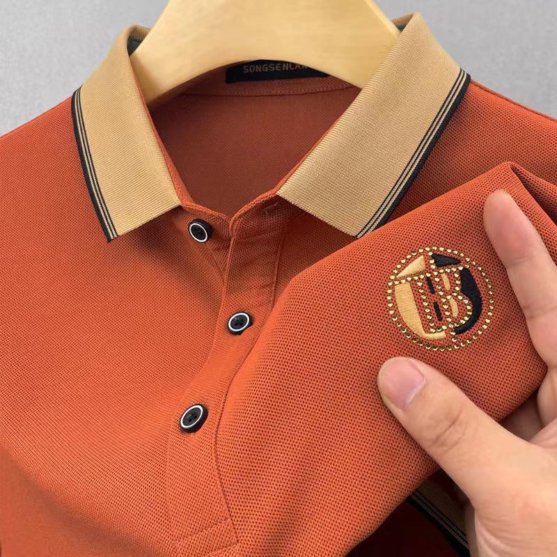 VantaGoods Heren zomerse ijszijde geborduurd poloshirt met revers 5XL oranje