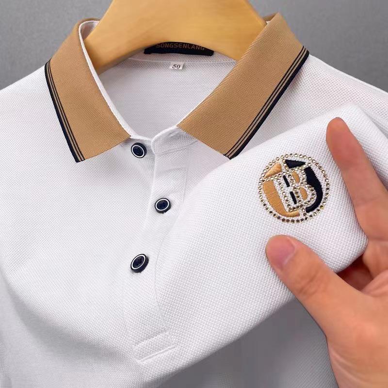 VantaGoods Heren zomerse ijszijde geborduurd poloshirt met revers XL wit