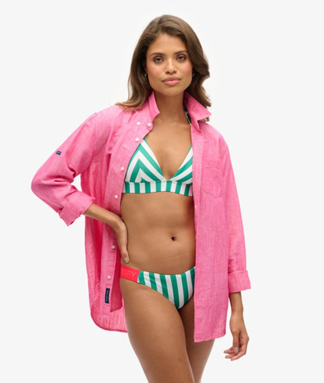 Superdry Gestreepte Triangelbikinitop Groen