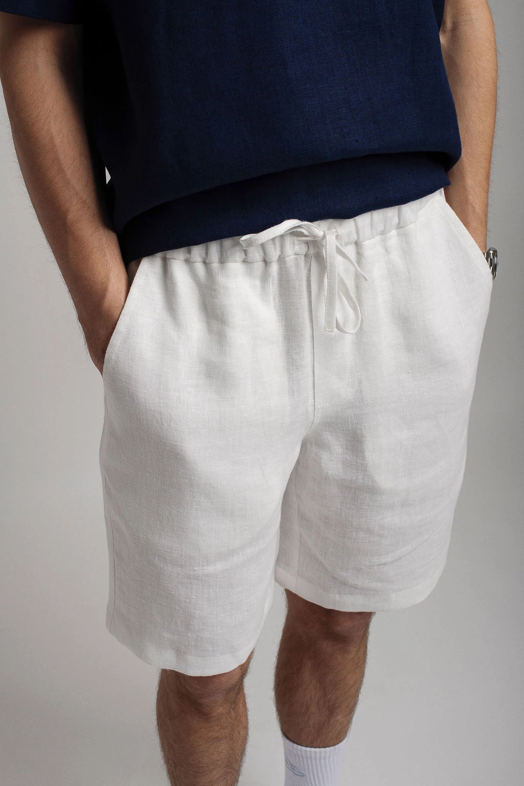 Amber Linen Herren vegan Kurze Hosen Miami WeiÃŸ